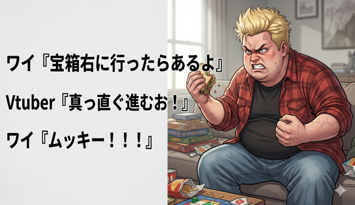 ワイ『宝箱右に行ったらあるよ』 Vtuber『真っ直ぐ進むお！』 ワイ『ムッキー！！！』