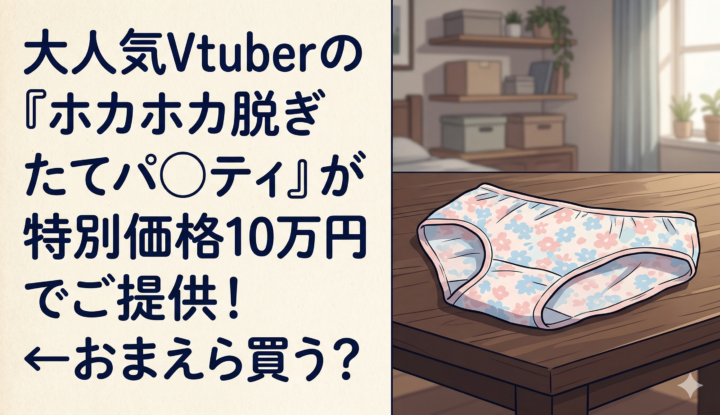 大人気Vtuberの『ホカホカ脱ぎたてパ◯ティ』が特別価格10万円でご提供！←おまえら買う？