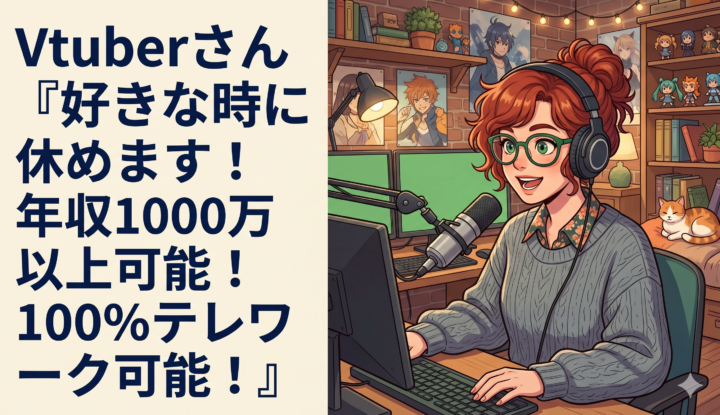 Vtuberさん『好きな時に休めます！年収1000万以上可能！100%テレワーク可能！』