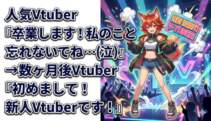 人気Vtuber『卒業します！私のこと忘れないでね…(泣)』 数ヶ月後Vtuber『初めまして！新人Vtuberです！』←これさぁ