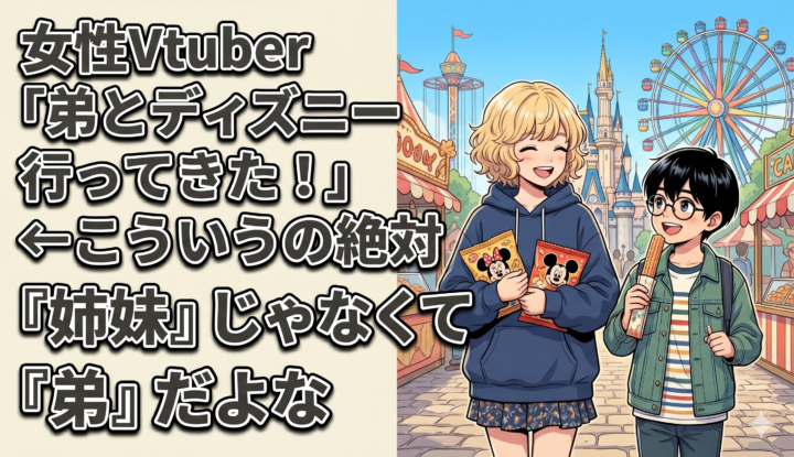 女性Vtuber「弟とディズニー行ってきた！」←こういうの絶対『姉妹』じゃなくて『弟』だよな