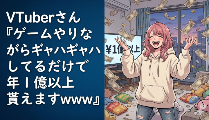 VTuberさん『ゲームやりながらギャハギャハしてるだけで年１億以上貰えますｗｗｗ』