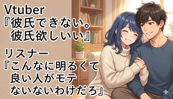 Vtuber『彼氏できない。彼氏欲しいいい』 リスナー『こんなに明るくて良い人がモテないわけないだろ』