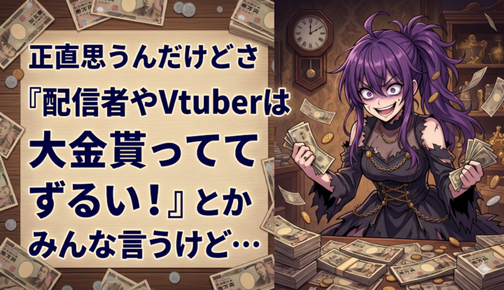 正直思うんだけどさ『配信者やVtuberは大金貰っててずるい！』とかみんな言うけど…