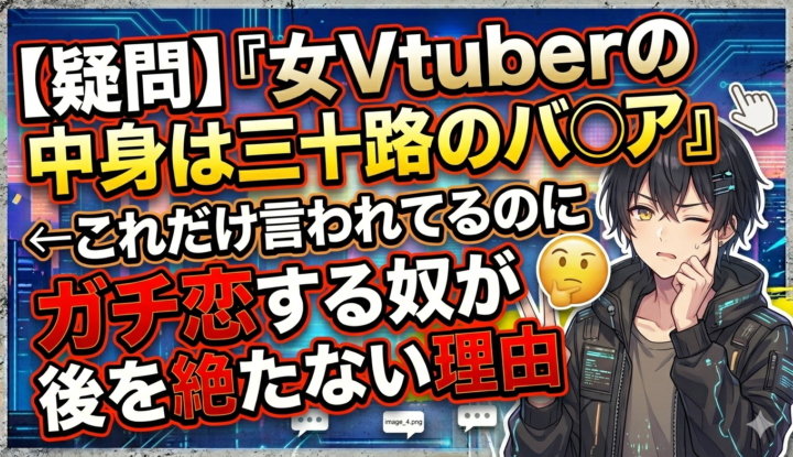 【疑問】『女Vtuberの中身は三十路のバ◯ア』←これだけ言われてるのにガチ恋する奴が後を絶たない理由