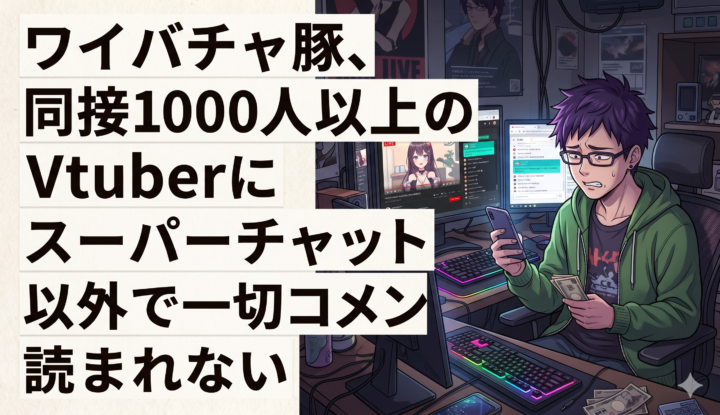ワイバチャ豚、同接1000人以上のVtuberにスパチャ以外で一切コメント読まれない