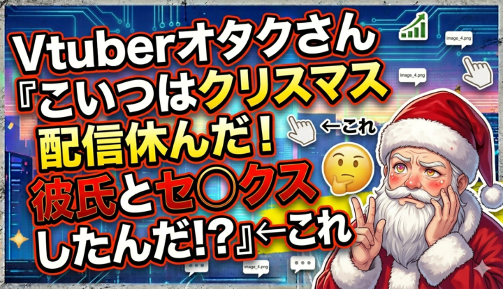 Vtuberオタクさん『こいつはクリスマス配信休んだ！彼氏とセ◯クスしたんだ！？』←これ
