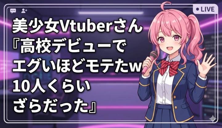 美少女Vtuberさん『高校デビューでエグいほどモテたw』『10人くらいざらだった』