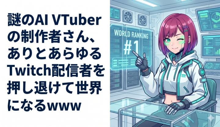 謎のAI VTuberの制作者さん、ありとあらゆるTwitch配信者を押し退けて世界一になるwww