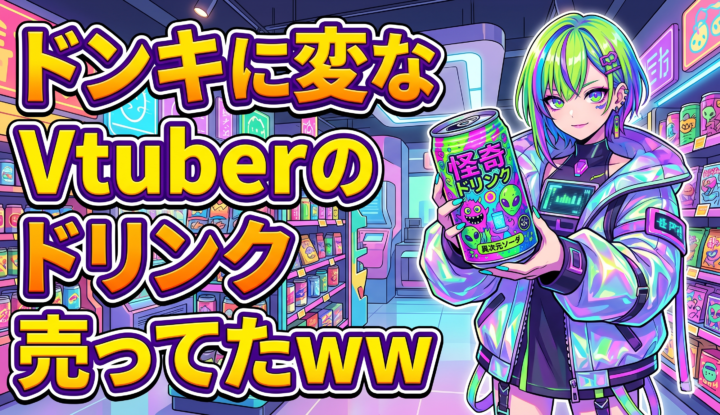 ドンキに変なVtuberのドリンク売ってたwww