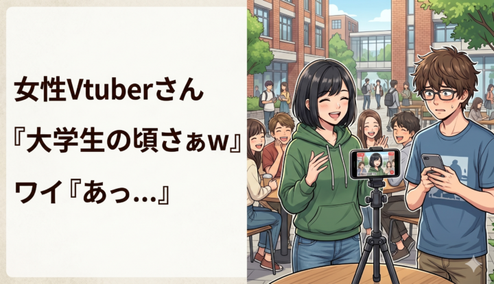 女性Vtuberさん『大学生の頃さぁw』 ワイ『あっ…』