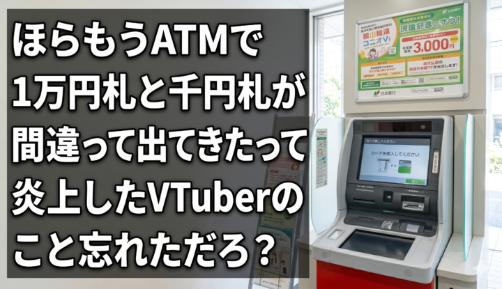 ほらもうATMで1万円札と千円札が間違って出てきたって炎上したVTuberのこと忘れただろ？