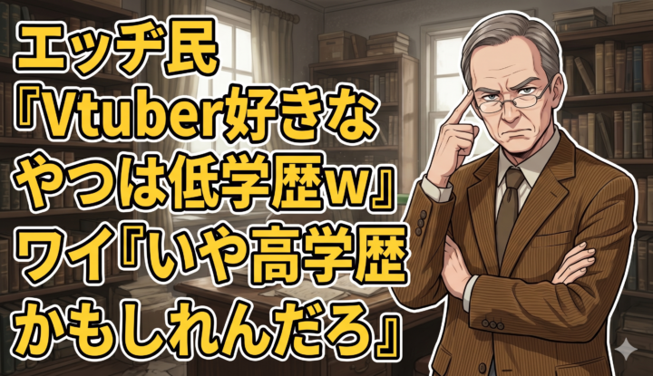 エッヂ民『Vtuber好きなやつは低学歴ｗ』 ワイ『いやVtuber好きなやつは高学歴かもしれんだろ』