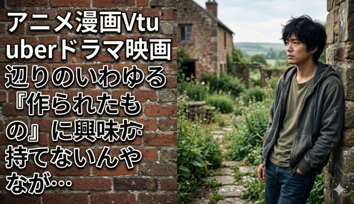 アニメ漫画Vtuberドラマ映画辺りのいわゆる『作られたもの』に興味持てないんやが…