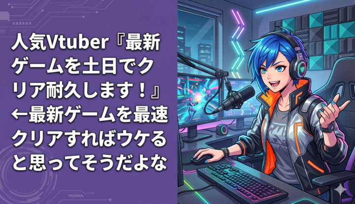人気Vtuber『最新ゲームを土日でクリア耐久します！』←最新ゲームを最速クリアすればウケると思ってそうだよな