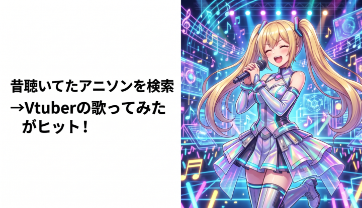 昔聴いてたアニソンを検索→Vtuberの歌ってみたがヒット！