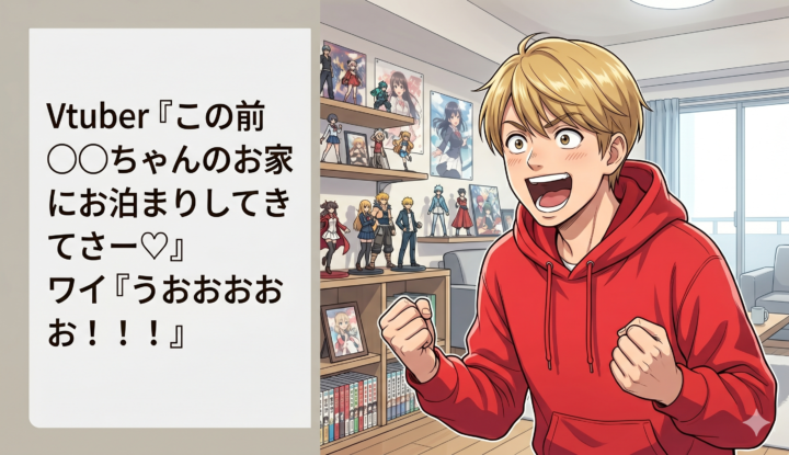 Vtuber『この前◯◯ちゃんのお家にお泊まりしてきてさー♡』 ワイ『うおおおおお！！！』