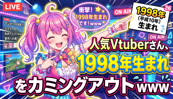 【悲報】人気Vtuberさん、1998年生まれをカミングアウトwwwww