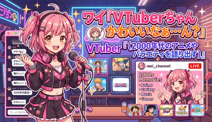 ワイ『VTuberちゃんかわいいなぁ…ん？』 VTuber『（2000年代のアニメやバラエティを語り出す）』